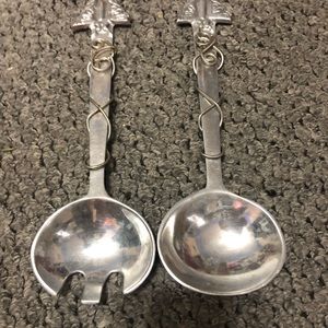 Pewter Salad Fork and Spoon Set
